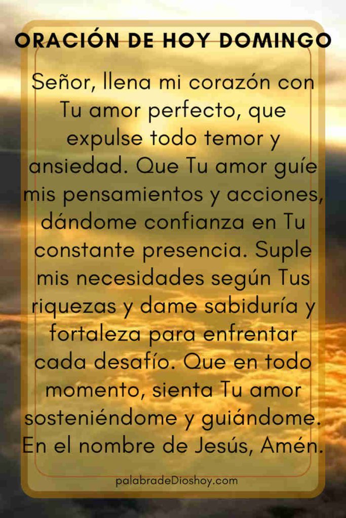 Oración del día domingo, en el amor no hay temor 1 oración diaria domingo