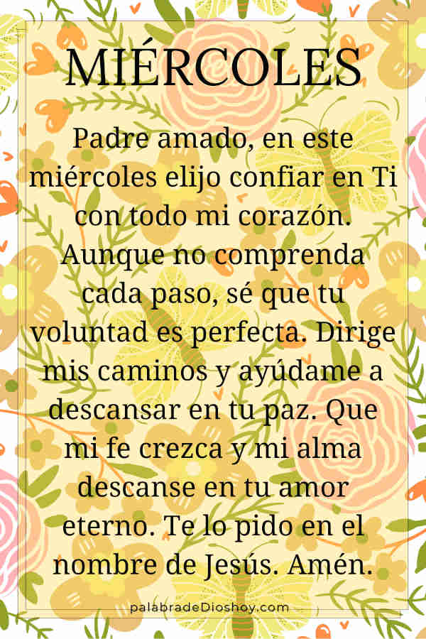 Oración cristiana del miércoles 2 de abril de 2025 sobre confiar en Dios y descansar en su voluntad, basada en Proverbios 3:5.