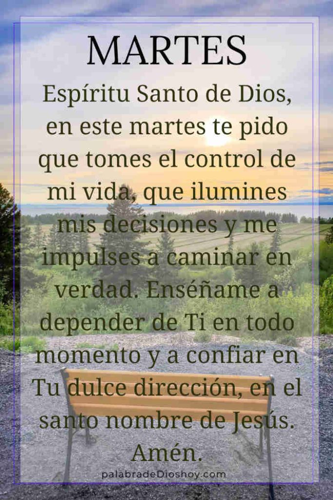 Oración cristiana inspiracional sobre el Espíritu Santo para el martes basada en Juan 3:6