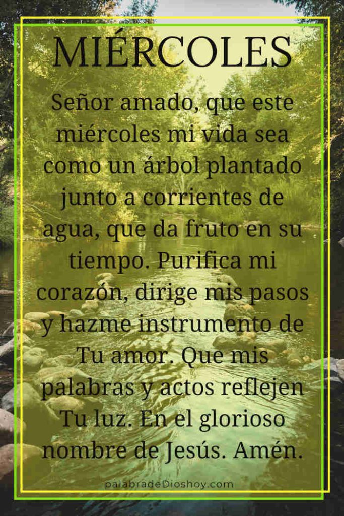 Oración cristiana corta sobre dar buenos frutos inspirada en Mateo 12:33 para el día miércoles