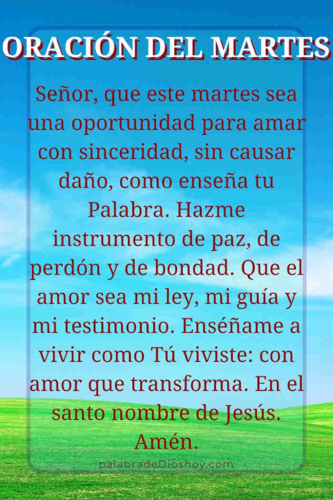 Oración cristiana inspiracional del martes sobre el amor basada en Romanos 13:10