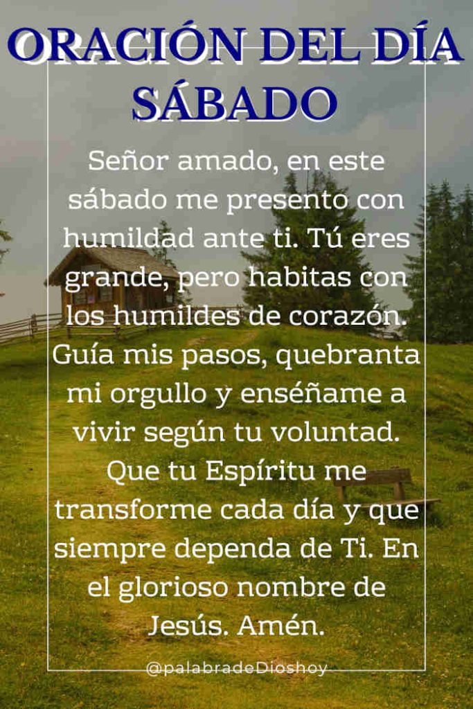 Oración cristiana del sábado sobre la humildad basada en Isaías 57:15, con peticiones, gratitud y guía del Espíritu Santo.