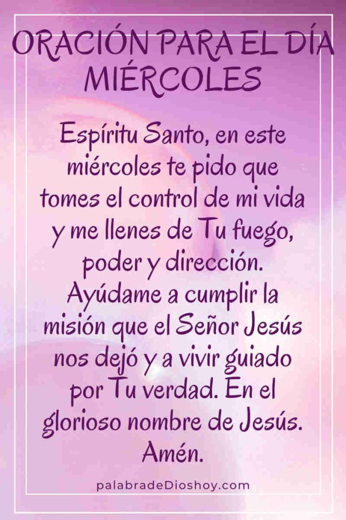 Oración cristiana del miércoles de 2025 inspirada en Mateo 28:19 sobre el Espíritu Santo y la misión de hacer discípulos.