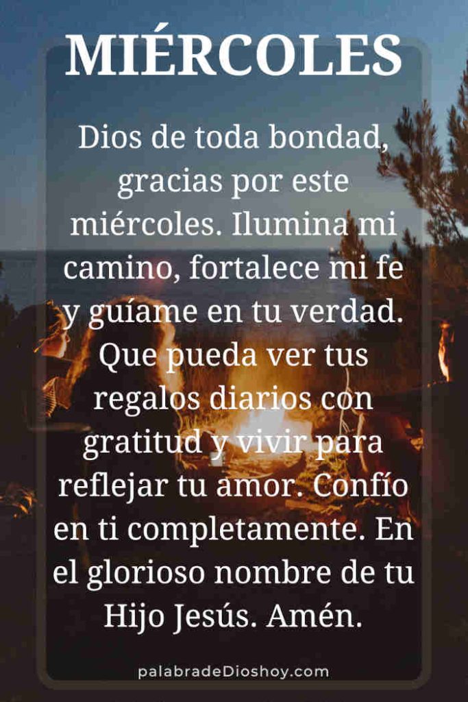 Oración cristiana del miércoles basada en Santiago 1:17 sobre la bondad y los dones de Dios