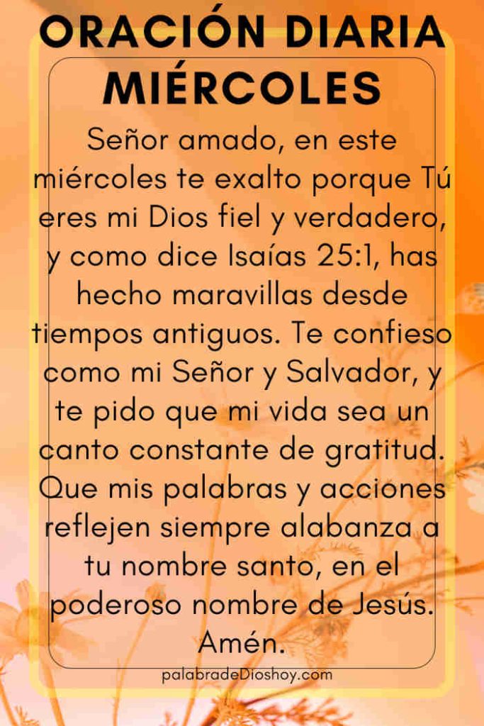 Oración cristiana de alabanza para el miércoles 10 de septiembre de 2025 basada en Isaías 25:1