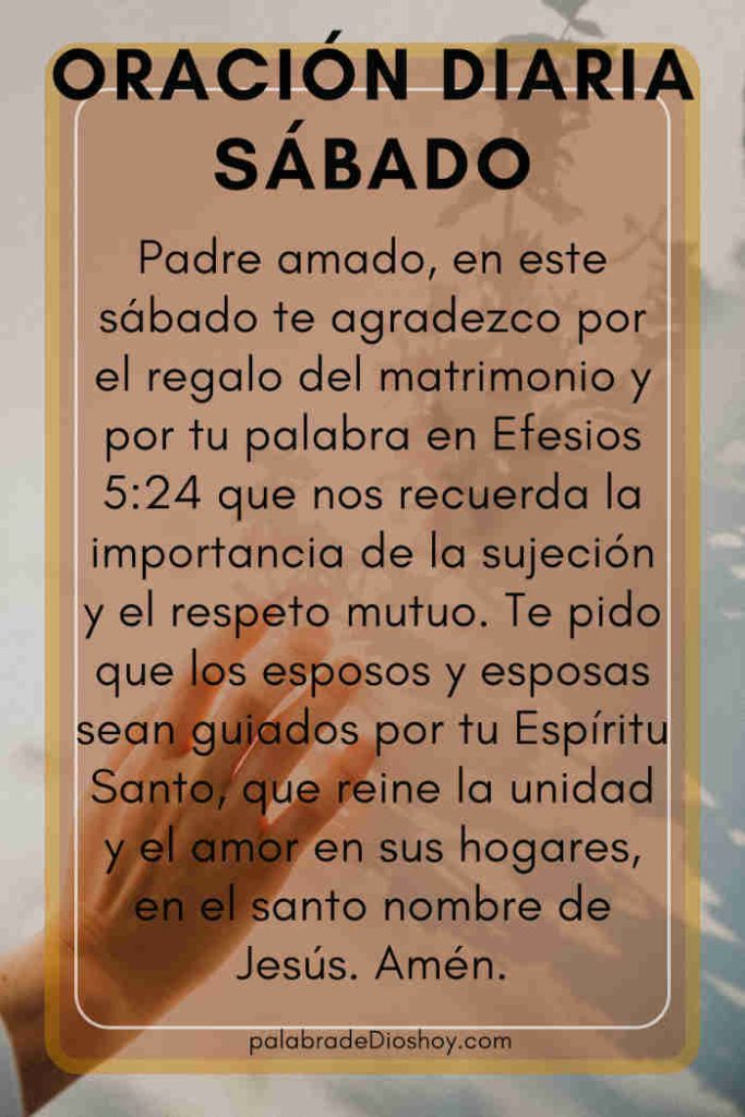Oración cristiana para el matrimonio el sábado 13 de septiembre de 2025 basada en Efesios 5:24