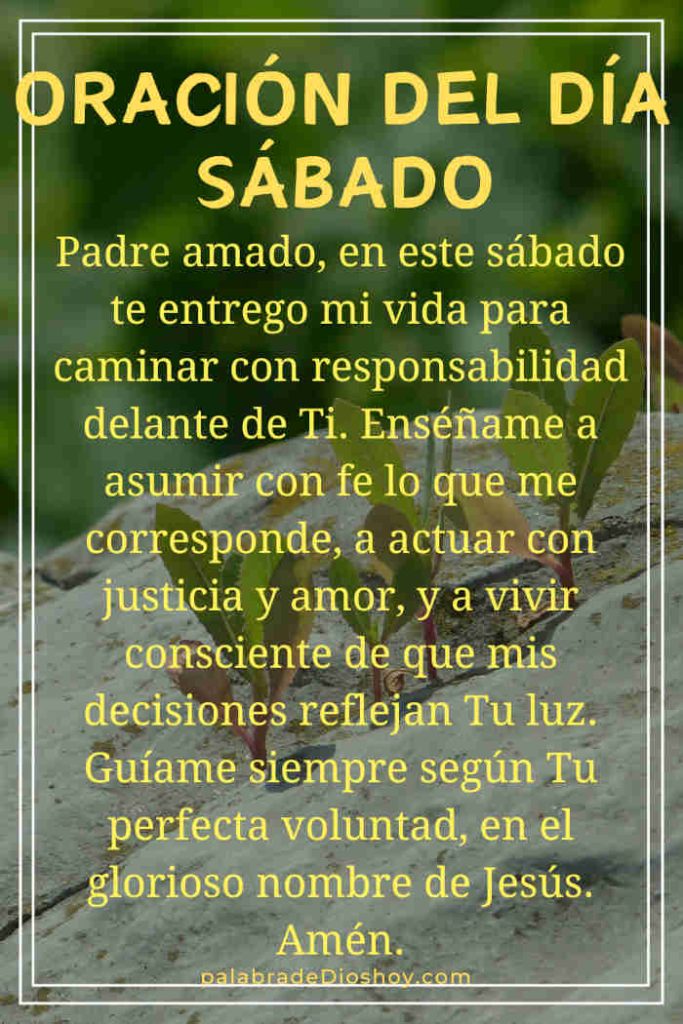 Oración cristiana inspiracional sobre la responsabilidad basada en Ezequiel 18:20 para el sábado 11 de octubre de 2025.