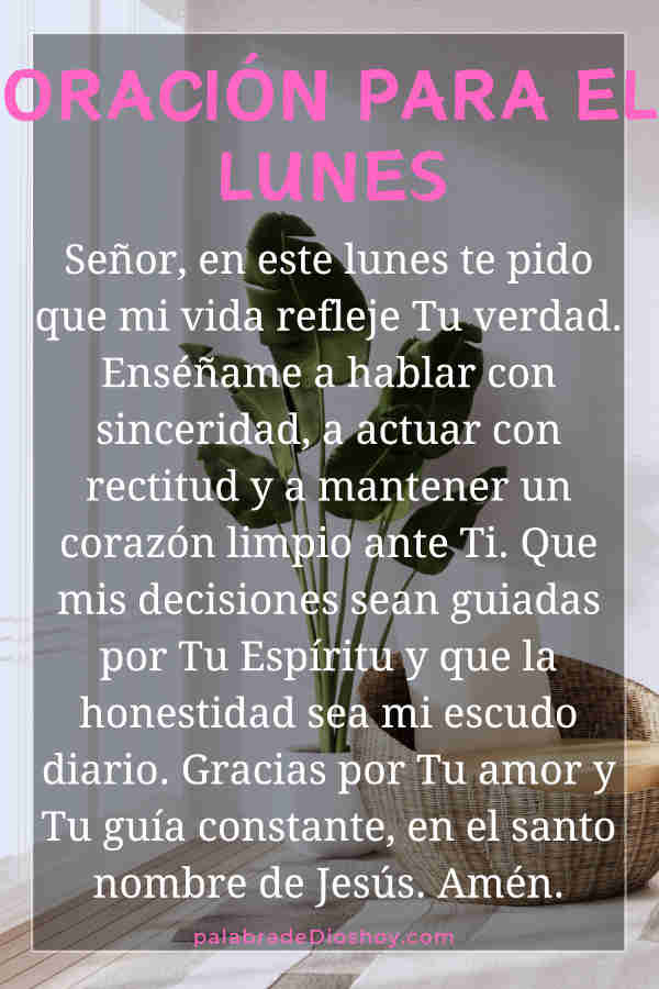 Oración del día de hoy lunes 27 de octubre de 2025 1 Oración cristiana del lunes sobre la honestidad basada en Proverbios 19:1.