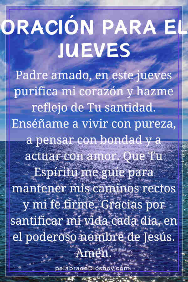Oración del día de hoy jueves 30 de octubre de 2025 1 Oración cristiana del jueves sobre la santidad inspirada en Mateo 5:8.