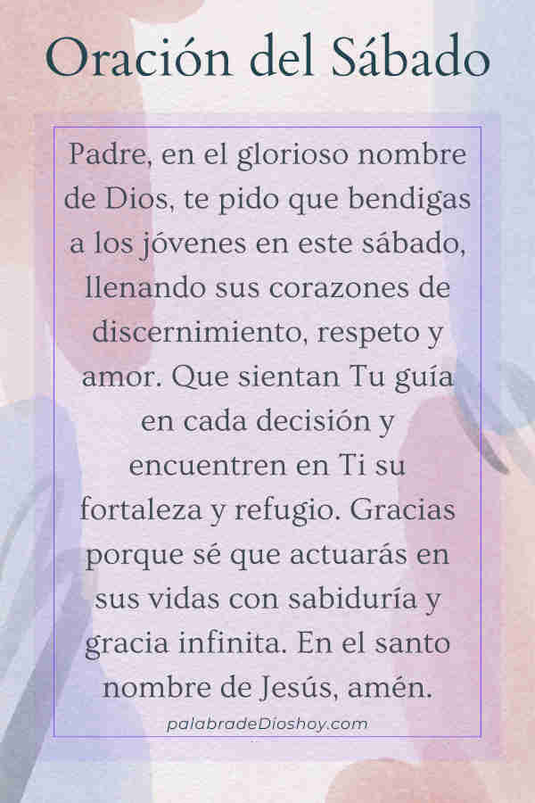Oración cristiana del sábado dedicada a los jóvenes basada en Levítico 19:3