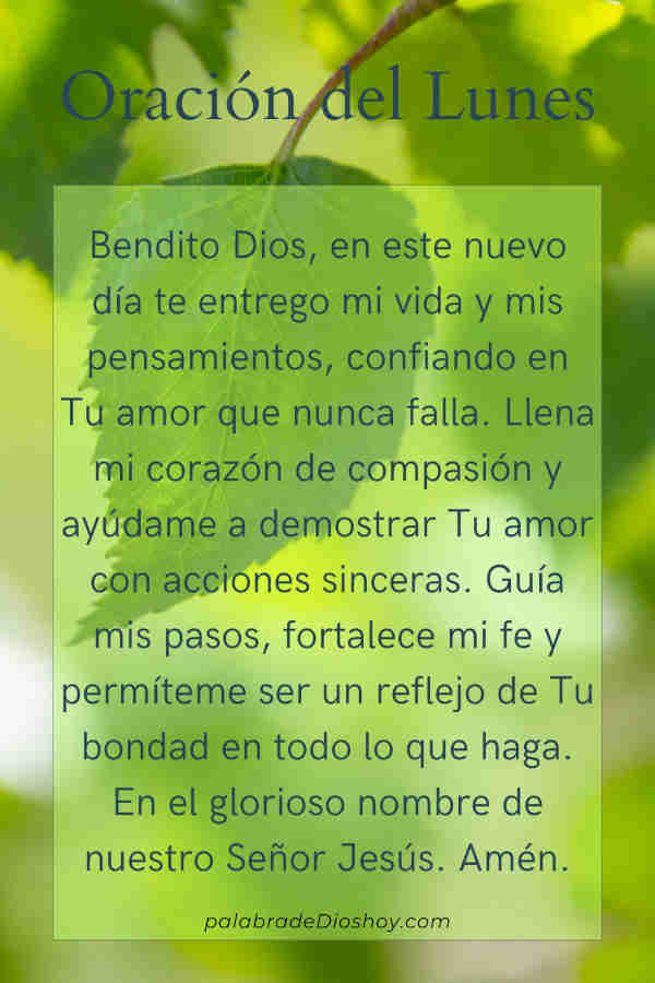 Oración cristiana sobre el amor para el lunes basada en 1 Juan 3:18