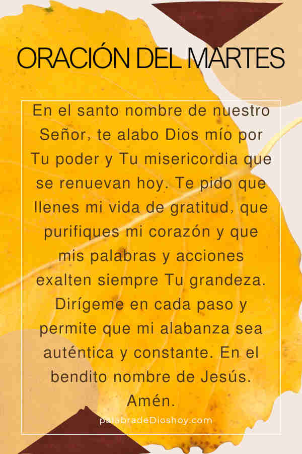 Oración cristiana de alabanza para el martes basada en Daniel 4:37