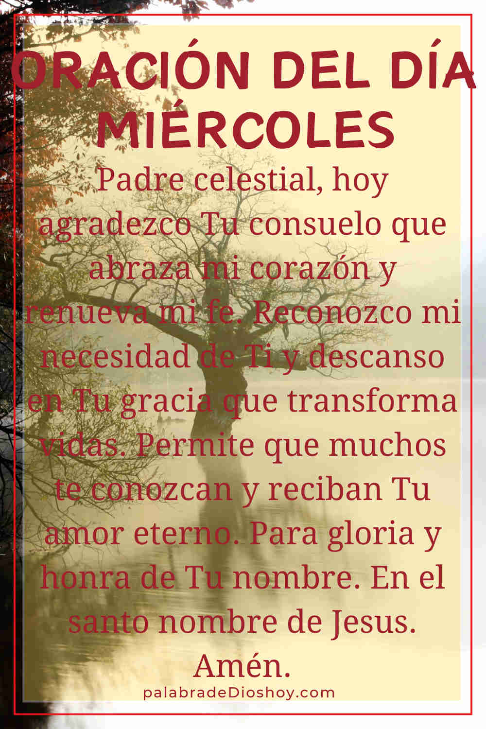 Oración cristiana de consuelo para el miércoles 21 de enero de 2026 basada en 2 Corintios 1:3-4
