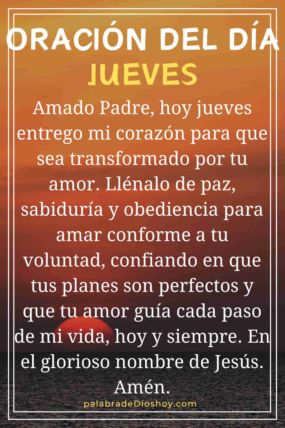 Oración cristiana sobre el amor jueves 29 de enero de 2026