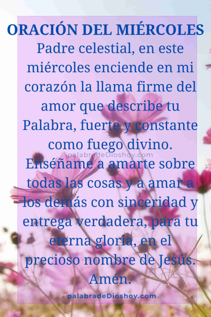 Oración cristiana del miércoles 18 de febrero de 2026 sobre el amor basada en Cantares 8:6.