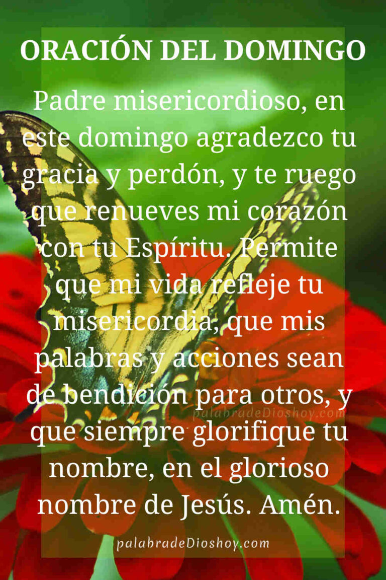 Oración cristiana del domingo 22 de febrero de 2026 sobre la misericordia basada en Tito 3:5.