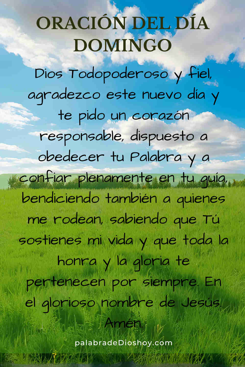 Oración cristiana sobre la responsabilidad basada en Hebreos 13:17 para el domingo