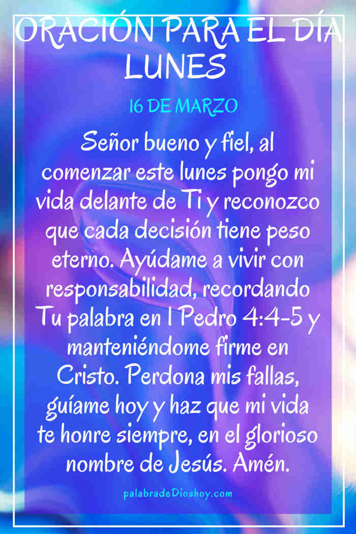 Oración cristiana del lunes sobre responsabilidad basada en 1 Pedro 4:4-5 para comenzar la semana caminando fielmente con Dios.