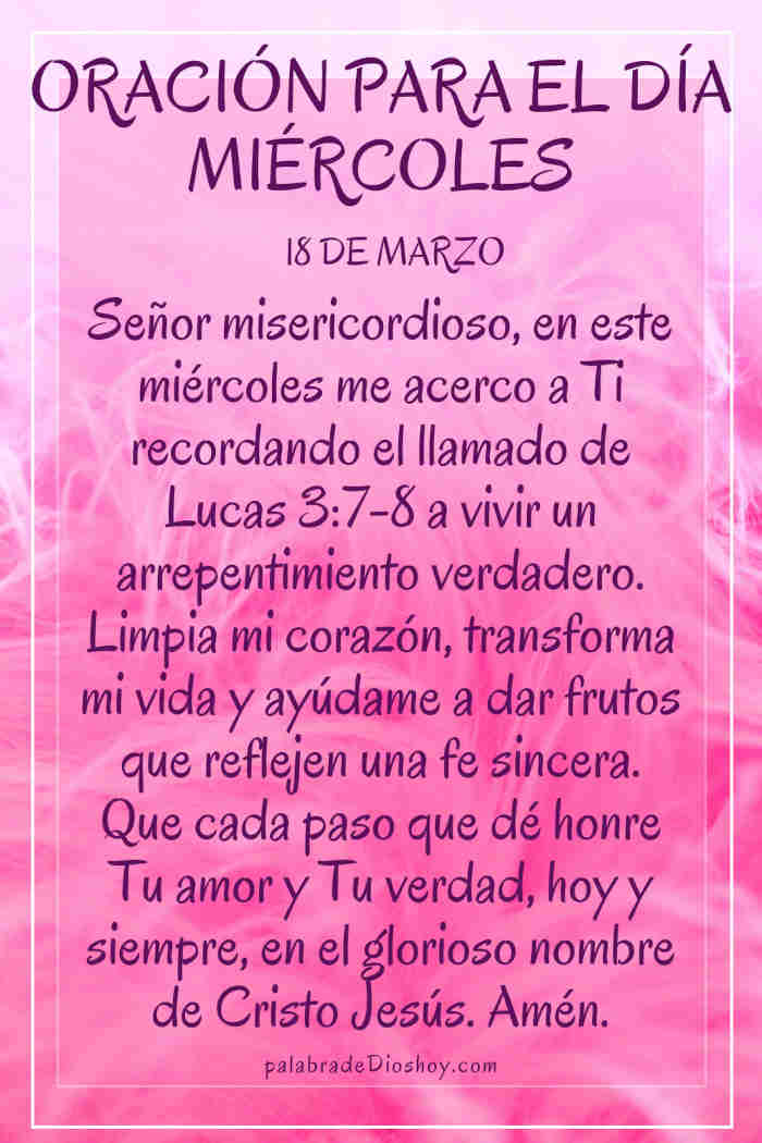 Oración cristiana del miércoles sobre el bautismo y el arrepentimiento basada en Lucas 3:7-8.