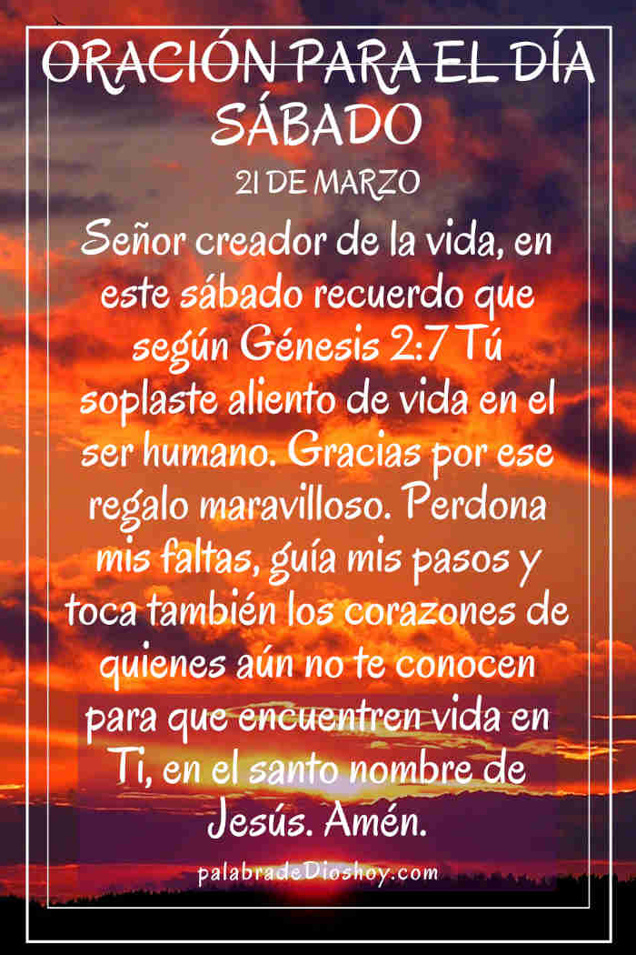 Oración cristiana del sábado sobre la creación basada en Génesis 2:7 y el aliento de vida dado por Dios.
