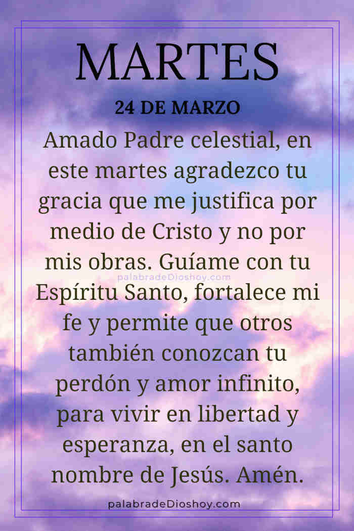 Oración cristiana sobre justificación con Hechos 13:39 para martes 24 de marzo de 2026