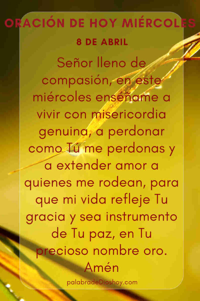 Oración cristiana sobre la misericordia basada en Santiago 2:13 para el día miércoles