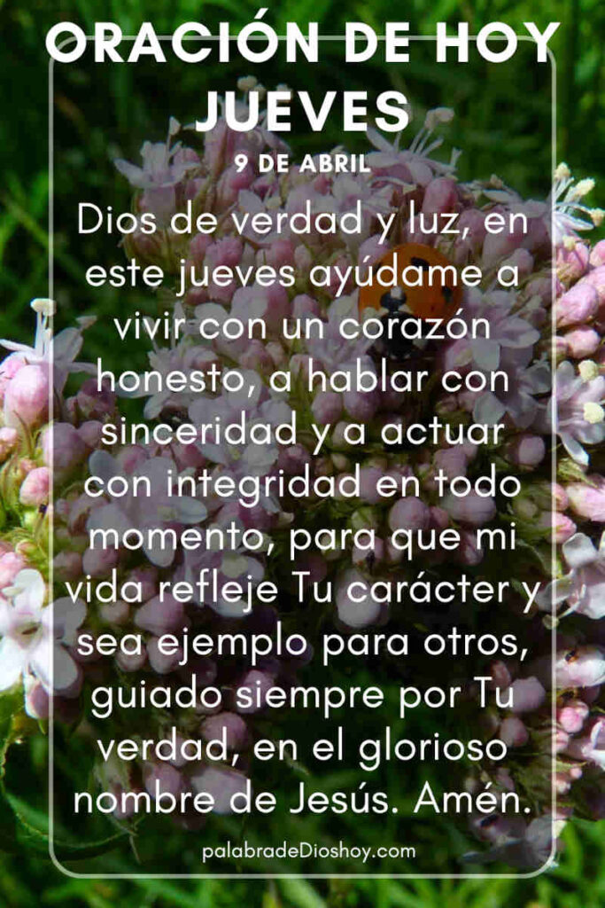 Oración cristiana sobre la honestidad e integridad basada en Proverbios 10:9 para el jueves