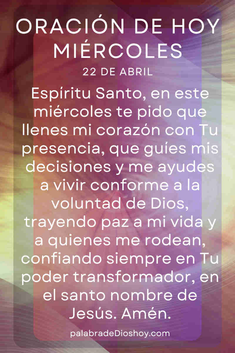 Oración cristiana al Espíritu Santo para el miércoles basada en Juan 1:33.