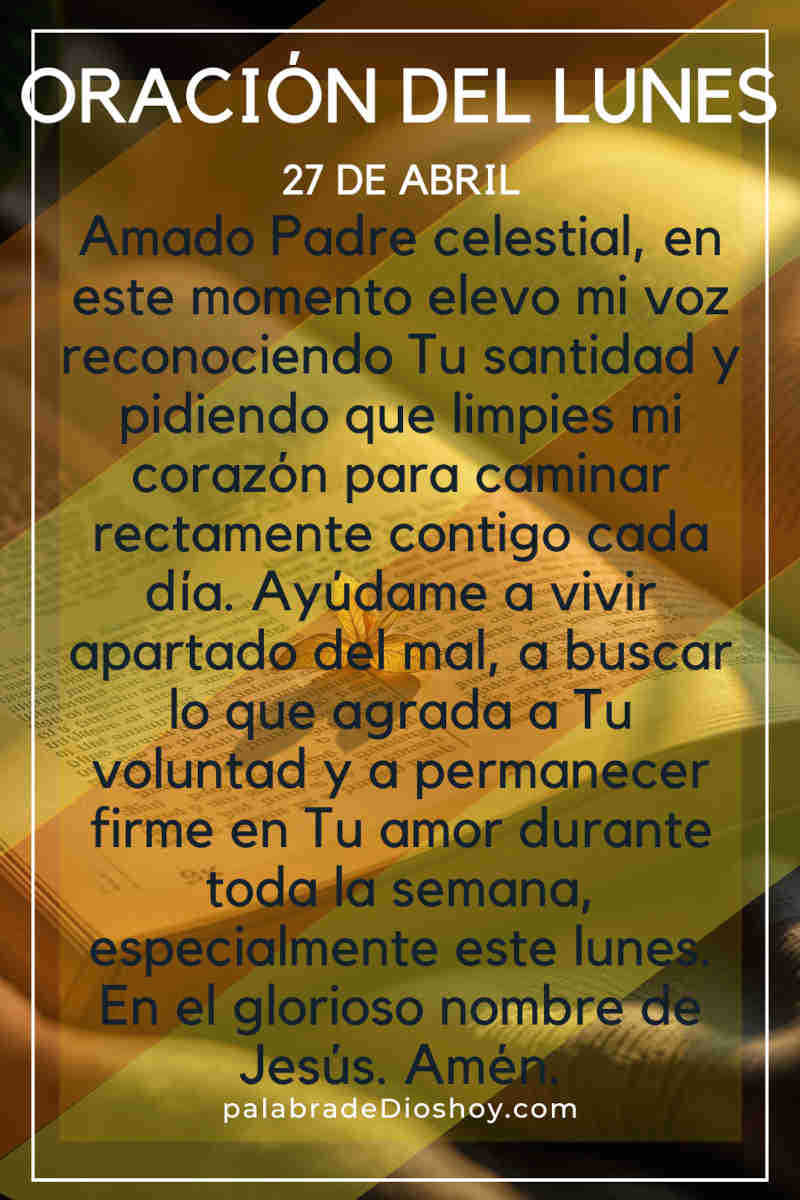 Oración cristiana sobre santidad y pureza espiritual en lunes