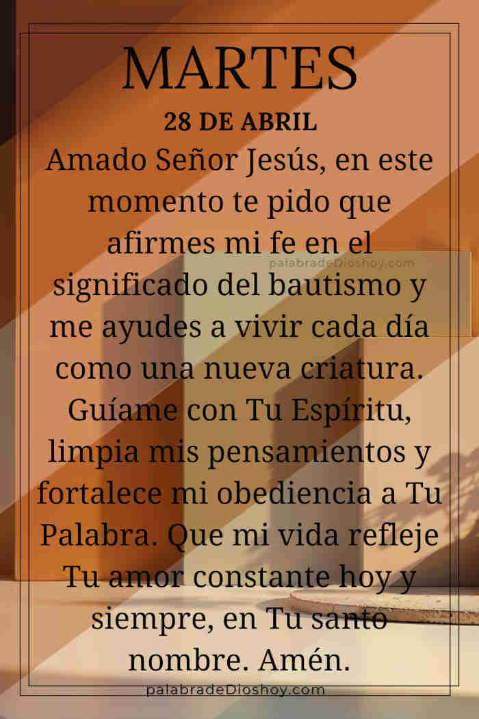 Oración cristiana sobre bautismo y nuevo comienzo en Cristo