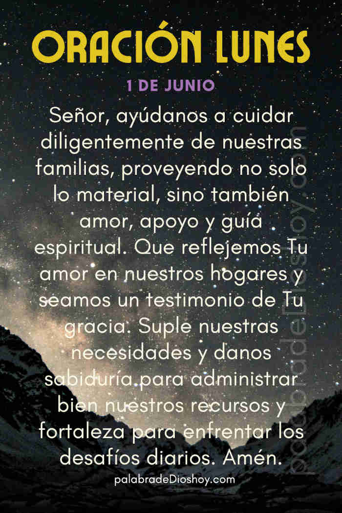 Oración del día de hoy lunes 1 de junio de 2026 1 Oración del día lunes 1 de junio sobre la familia basada en 1 Timoteo 5:8