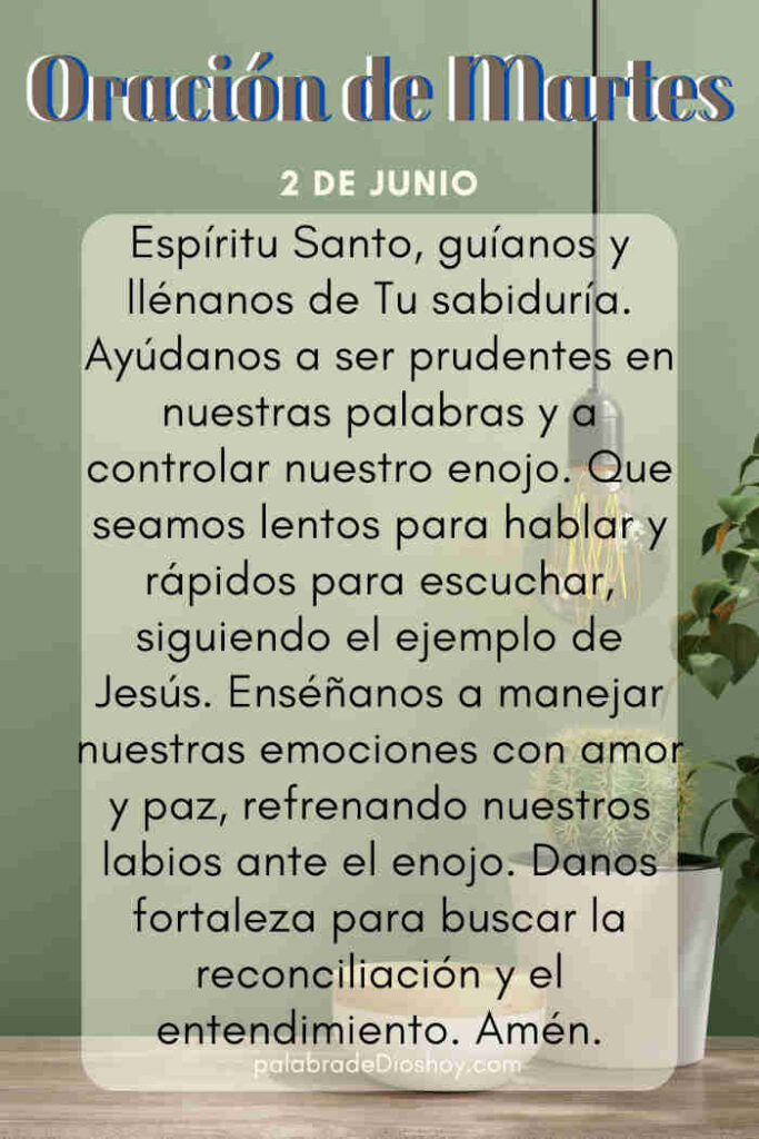 Oración del día martes 2 de junio sobre el enojo basada en Proverbios 10:19