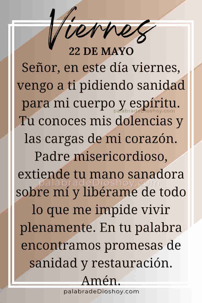 Oración cristiana de sanidad basada en 1 Pedro 2:24 para el viernes 22 de mayo de 2026.