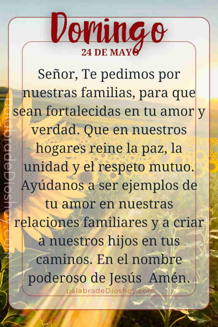 Oración cristiana por la familia basada en Efesios 2:19 para el domingo 24 de mayo de 2026.