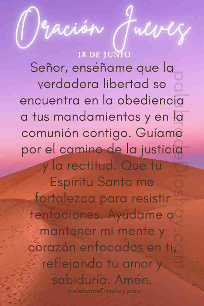Oración cristiana sobre la libertad basada en Romanos 6:18 para el jueves 18 de junio.