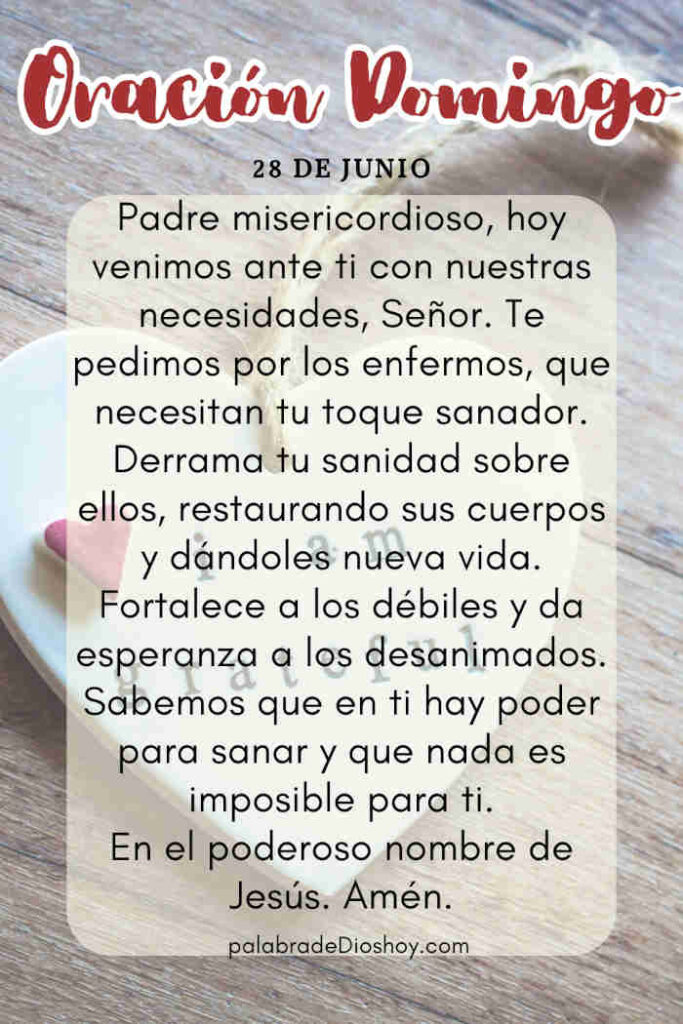 Oración cristiana por sanidad y restauración para el domingo 28 de junio basada en Jeremías 33:6.