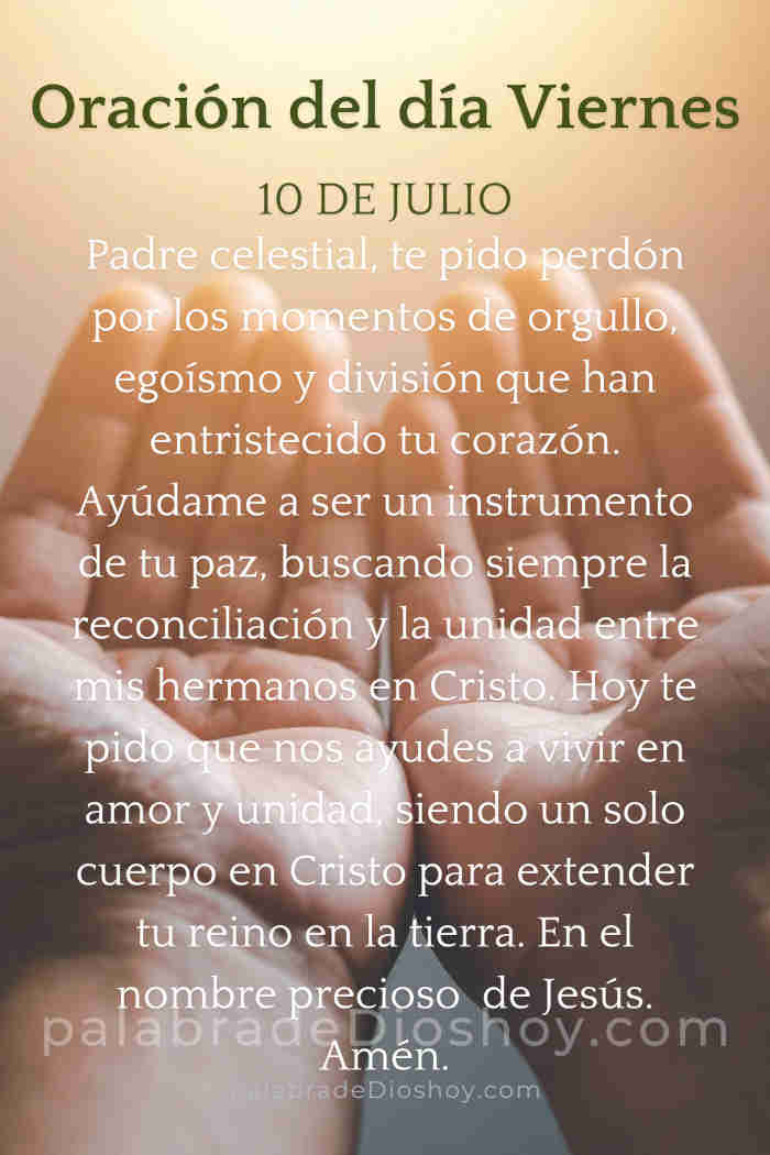 Oración del viernes 10 de julio sobre la unidad basada en Mateo 23:8.