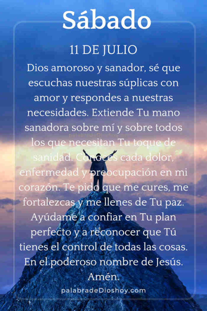 Oración del día de hoy sábado 11 de julio de 2026 6 Oración del sábado 11 de julio sobre la sanidad basada en Salmos 30:2.