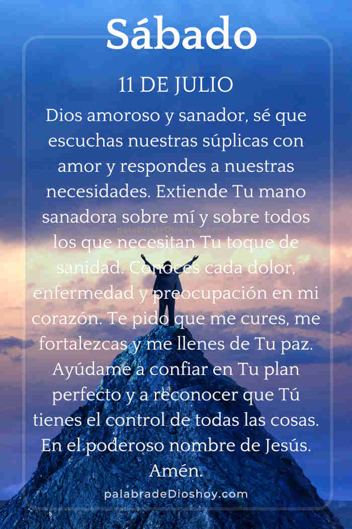 Oración del sábado 11 de julio sobre la sanidad basada en Salmos 30:2.