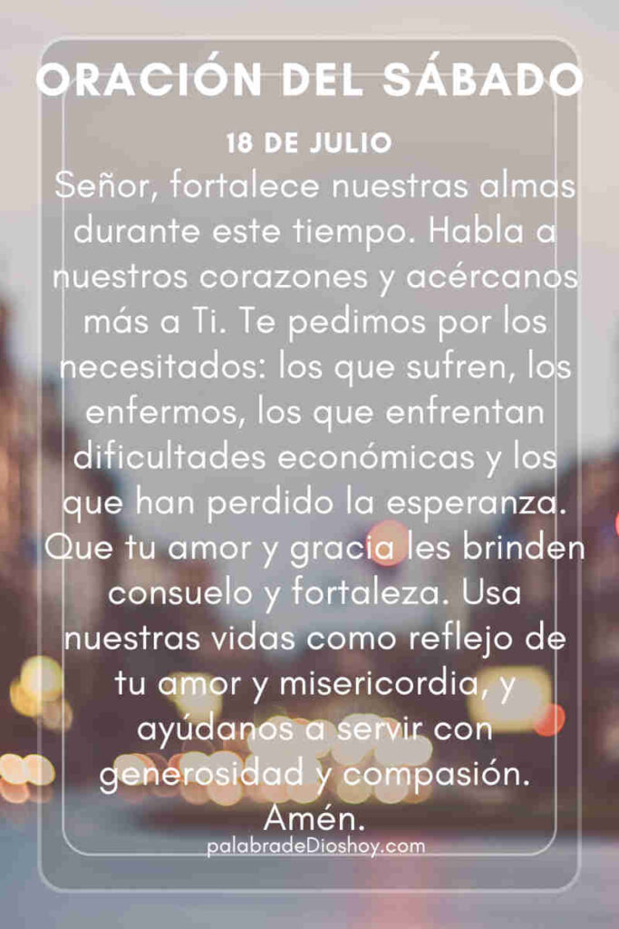Oración del día de hoy sábado 18 de julio de 2026 5 2 Crónicas 20:3 sobre el ayuno y la búsqueda de Dios para el sábado 18 de julio.