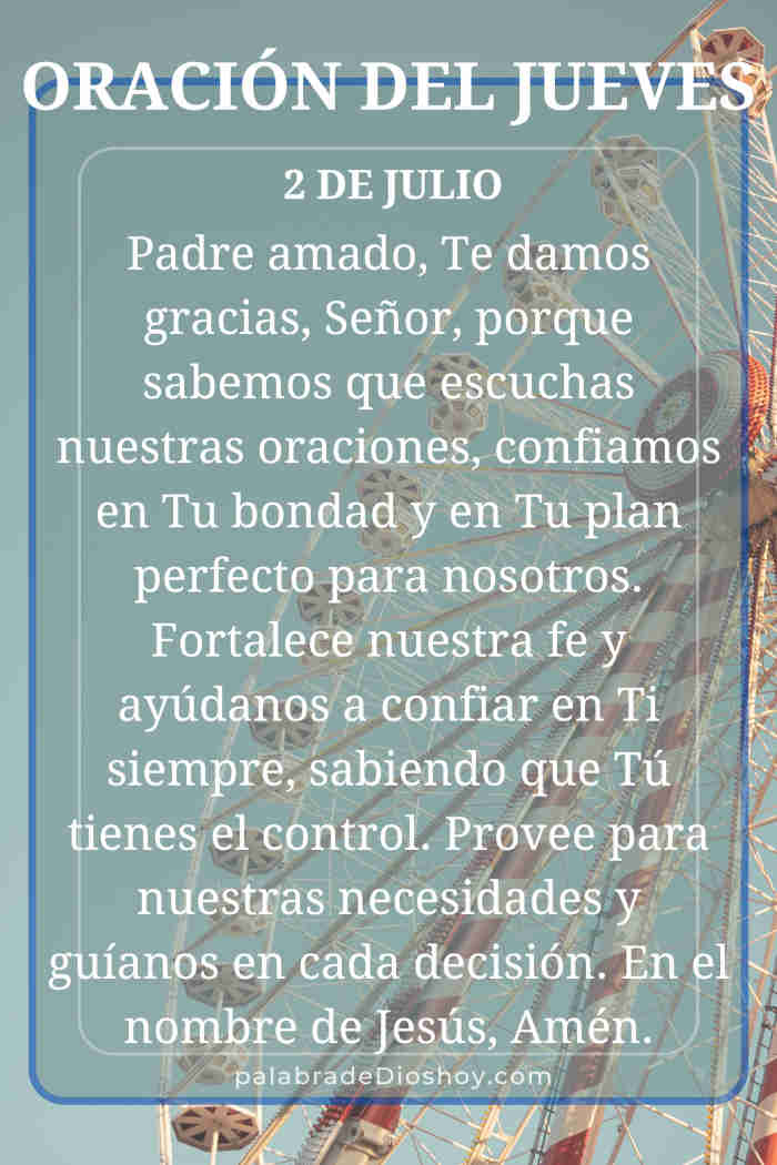 Oración del jueves 2 de julio sobre la confianza en Dios basada en Salmos 9:10.