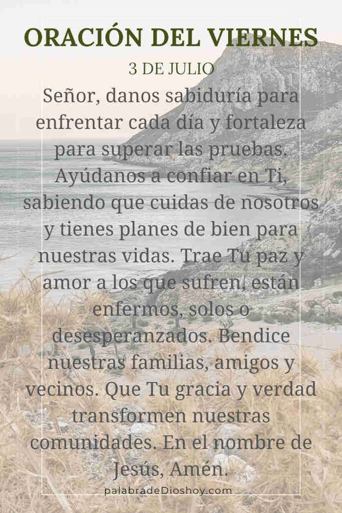 Oración del día de hoy viernes 3 de julio sobre la gracia de Dios basada en Juan 1:16.