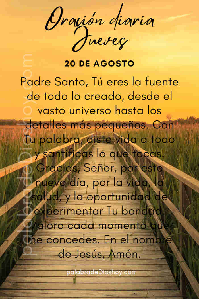 Oración de bendición basada en Génesis 2:3 Jueves 20 de agosto