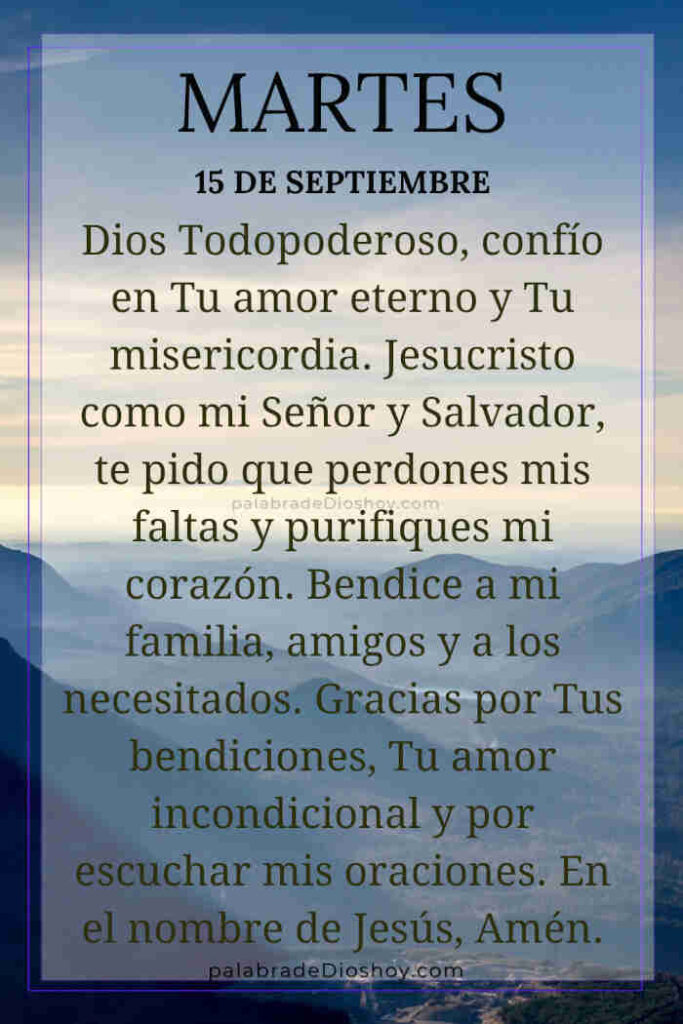 Oración del día de hoy martes 15 de septiembre