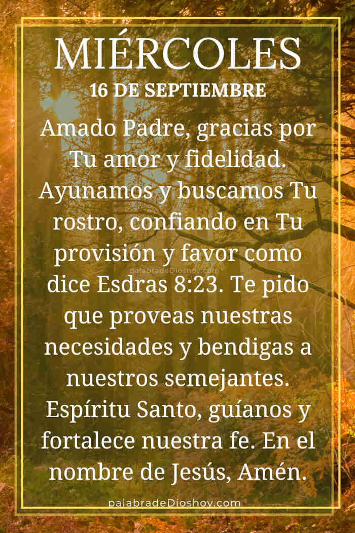Oración del día de hoy miércoles 16 de septiembre