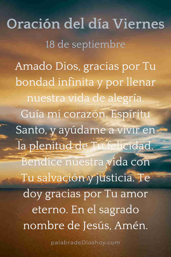 Oración del día de hoy viernes 18 de septiembre