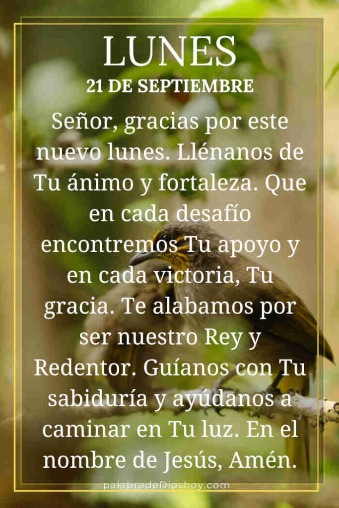 Oración del día de hoy lunes 21 de septiembre