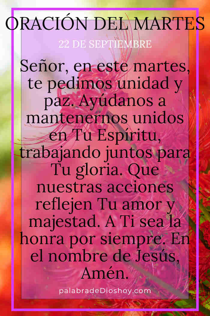 Oración del día de hoy martes 22 de septiembre