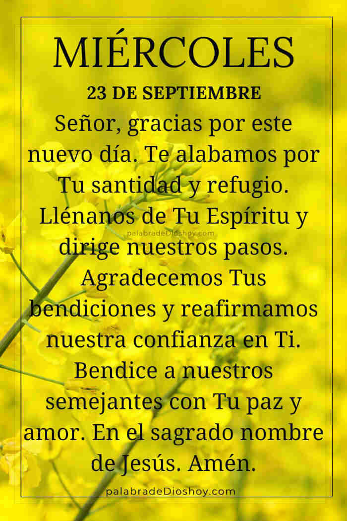 Oración del día de hoy miércoles 23 de septiembre de 2026 1 Oración del día de hoy miércoles 23 de septiembre