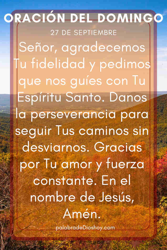 Oración del día de hoy domingo 27 de septiembre